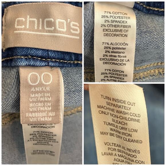 Chico’s Mid Rise Slim Fit Ankle Jean sMedium Wash Chico’s Size 00 Women's 2 - Picture 7 of 8